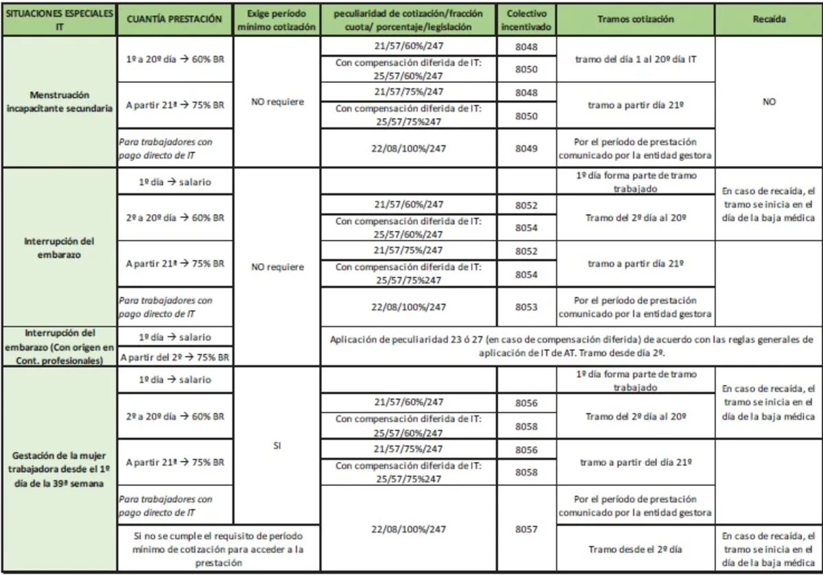 Liquidación de cuotas de las nuevas situaciones especiales de IT